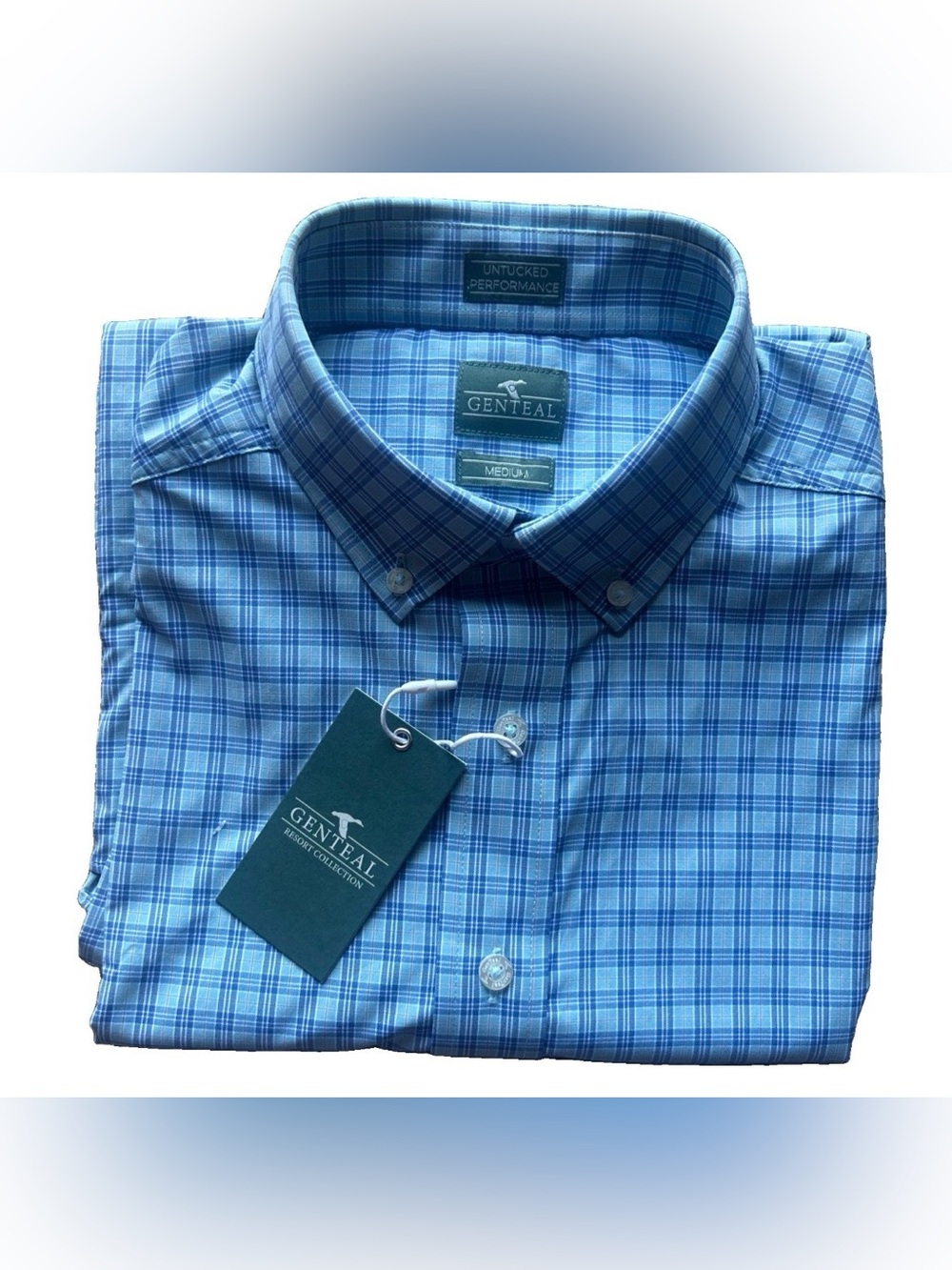 Genteal  Men's Blue Plaid Button-Down Shirt